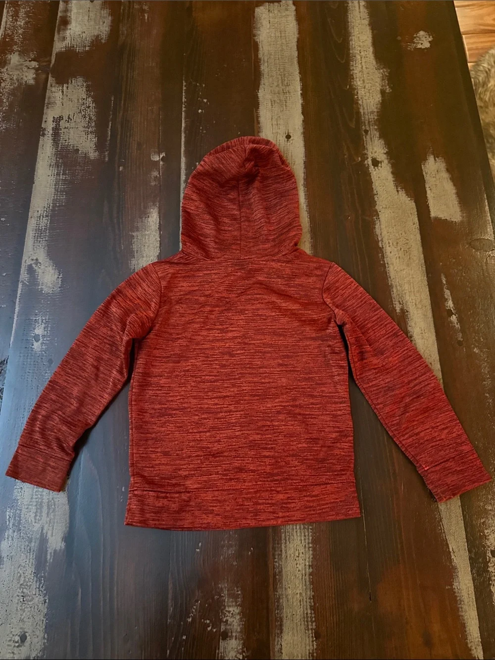 Nike Kids Red Heather Pull-On Hooded Sweatshirt with Silver Swoosh